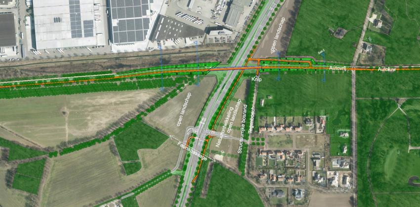 Ontwerp van de brug over de Anthony Fokkerweg en de ontsluiting van Tegenbosch