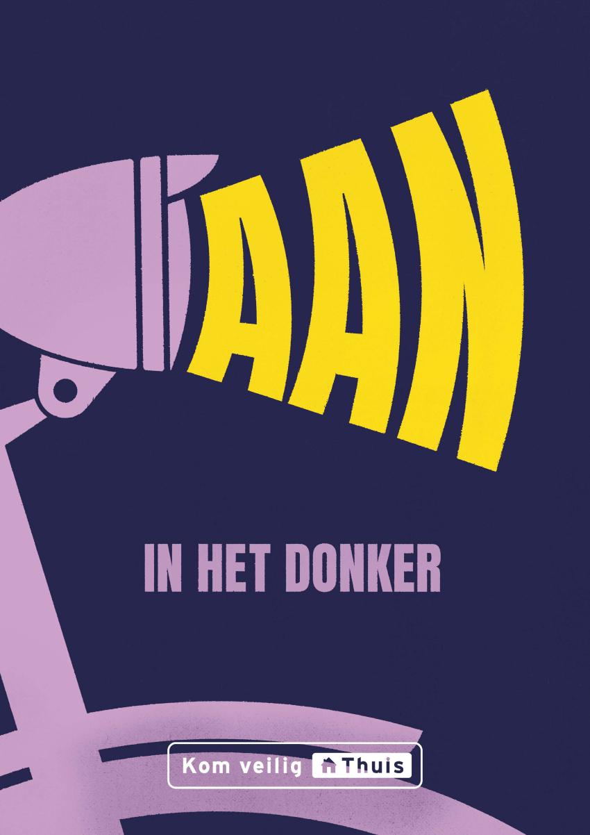 Poster van de fietsverlichtingscampagne Aan in het donker van Kom Veilig Thuis