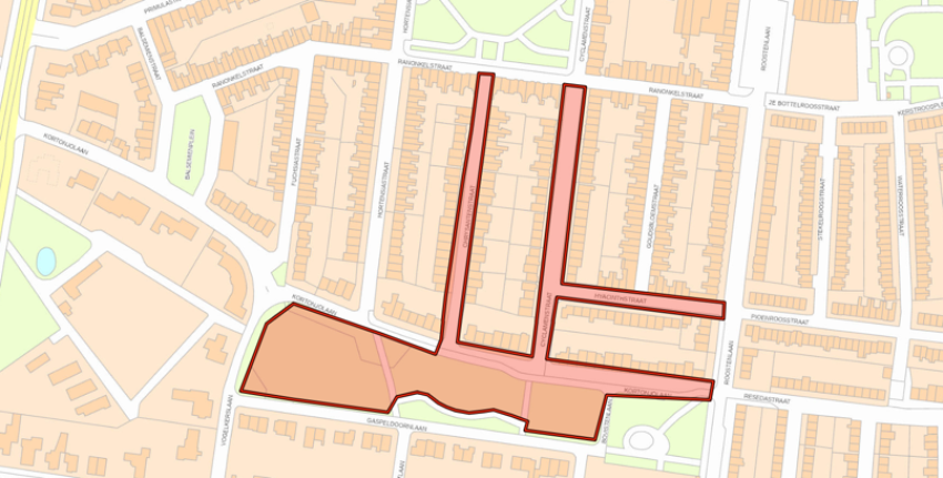 Kaart met daarop de projectgrenzen uitgelicht, klik voor een vergroting