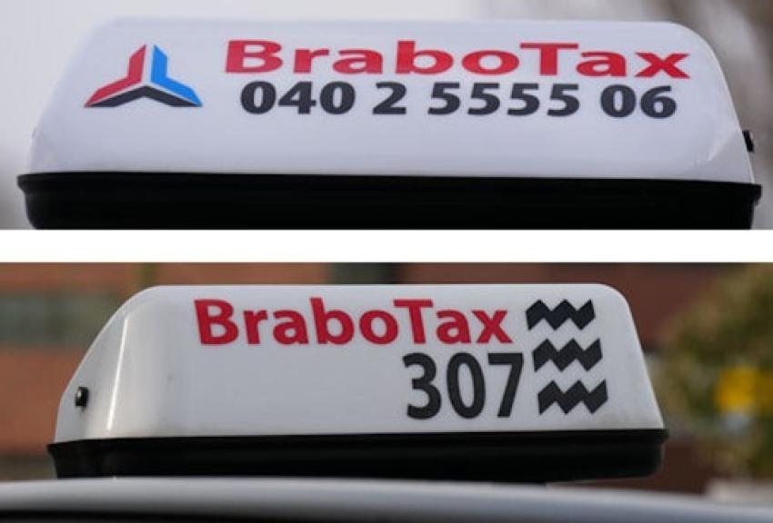 Op deze afbeelding staan de taxibordjes van BraboTax weergeven, klik voor een vergroting