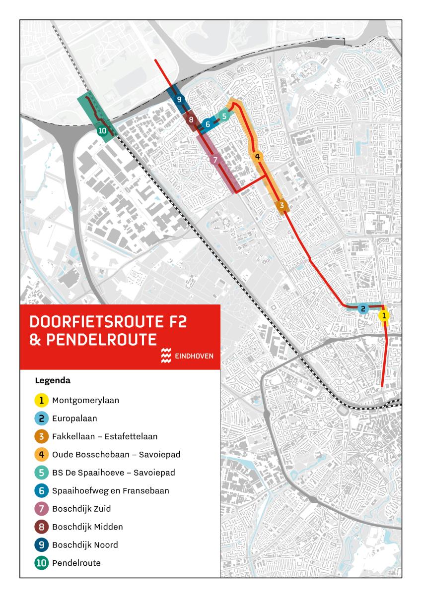 Op deze afbeelding staat de kaart van de doorfietsroute en pendelroute, klik voor een vergroting