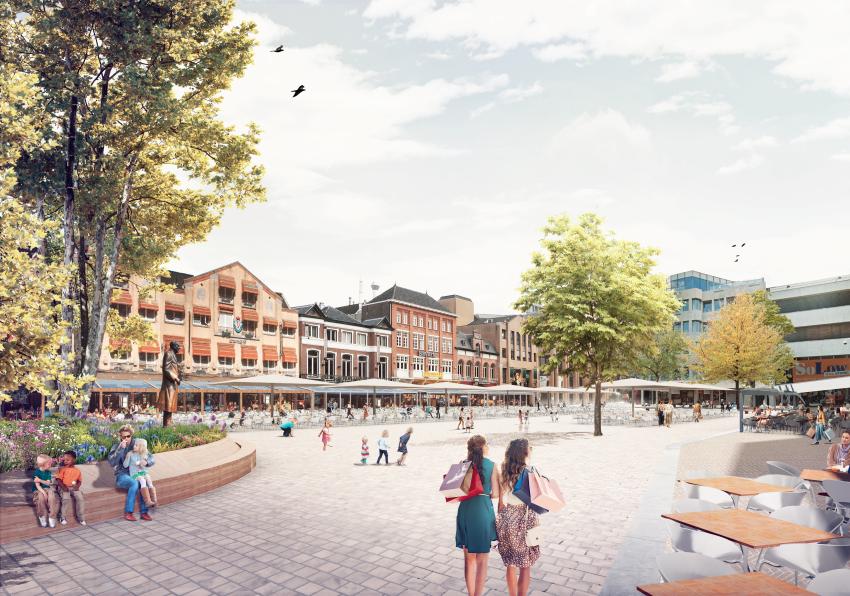 Artist impression van het nieuwe ontwerp voor de Markt