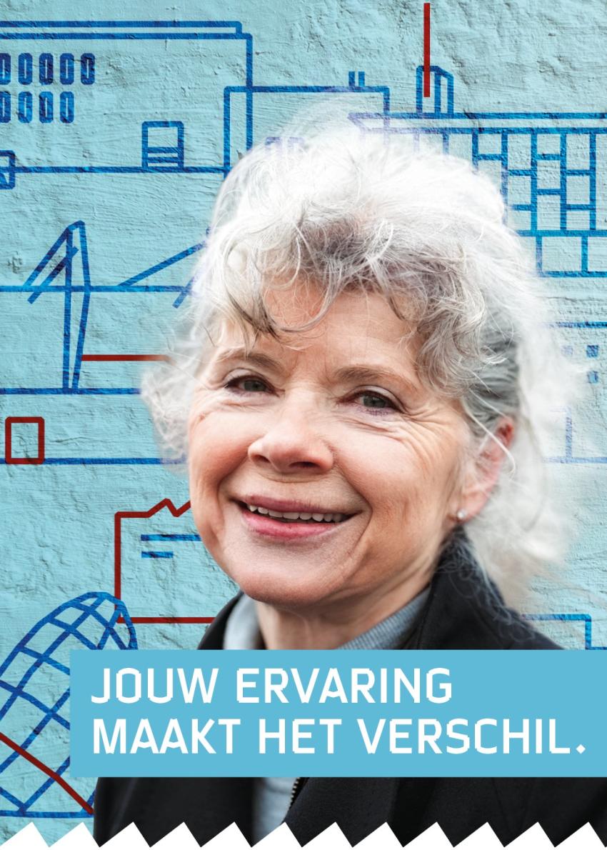 Afbeelding van een vrouw met daaronder de tekst 'Jouw ervaring maakt het verschil.'