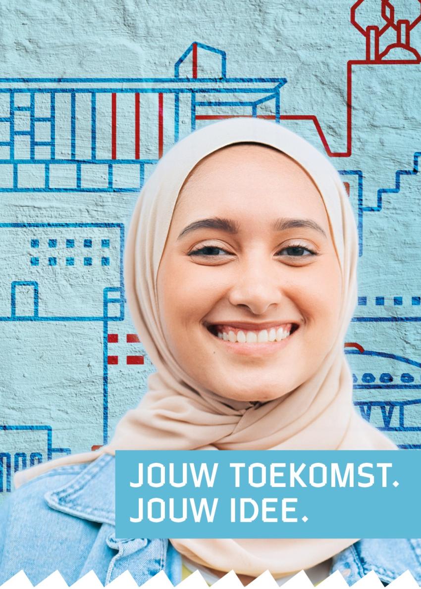 Afbeelding van een vrouw met daaroverheen de tekst 'Jouw toekomst. Jouw idee.'