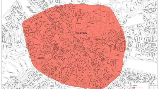 Op de plattegrond is ingekleurd welk deel van Eindhoven vanaf 2025 een zero-emissiezone wordt, klik voor een vergroting