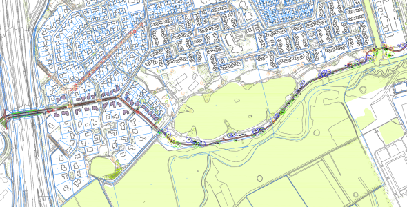 Kaartje van het voorlopig ontwerp van de fietsroute Run - HTCE