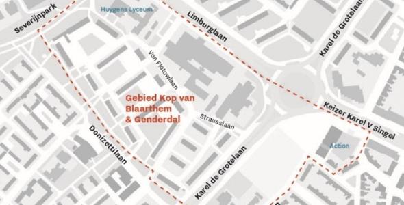 Plattegrond van gebied Kop van Blaarthem en Genderdal
