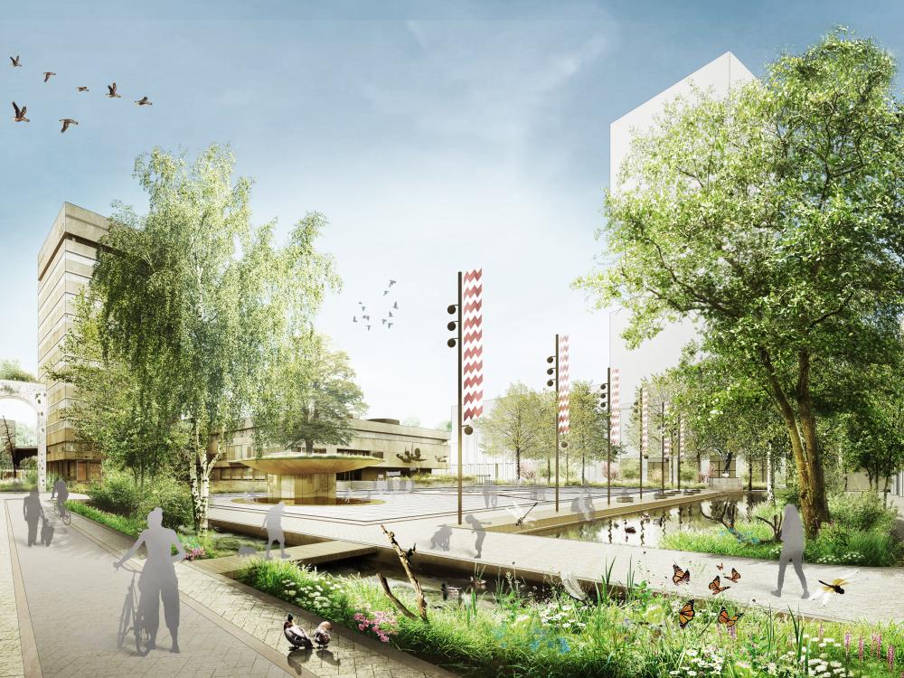 Een sfeerimpressie van het toekomstige Stadhuisplein